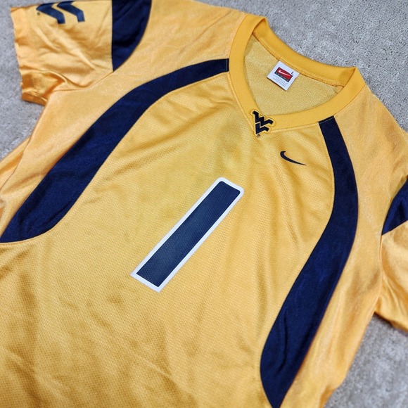 Nike Tops - WVU Mountaineers Jersey Women Large Nike Tavon Austin Yellow Dri Fit NCAA